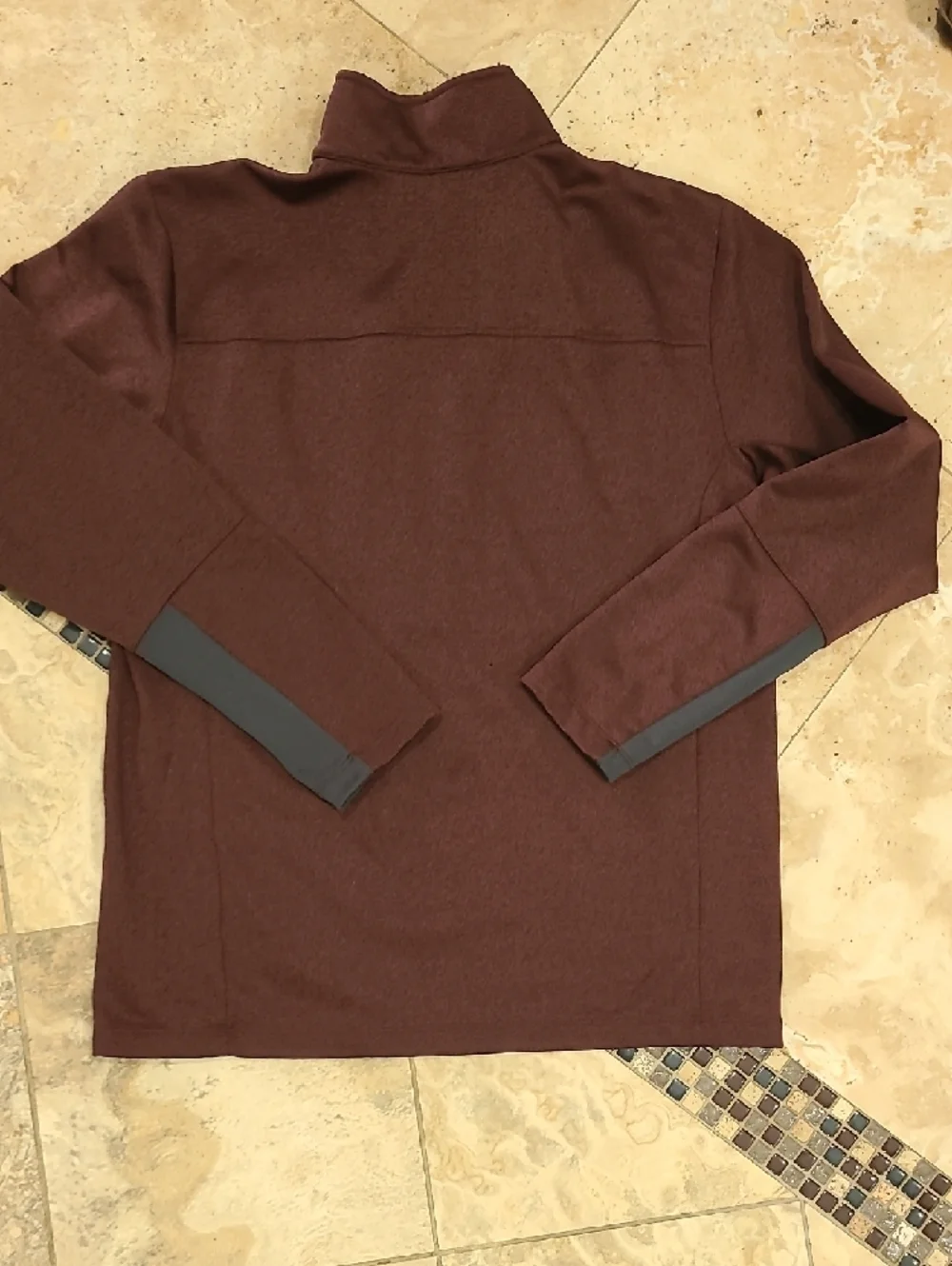The North Face Maroon Quarter-Zip Pullover with Dark Cuff Accents